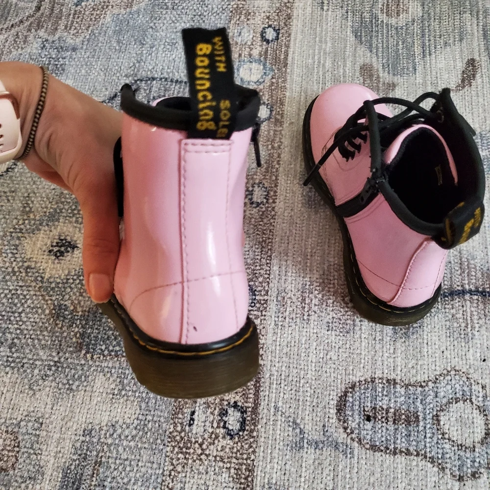 Dr. Martens Kids Pink Patent Leather Boots sz10